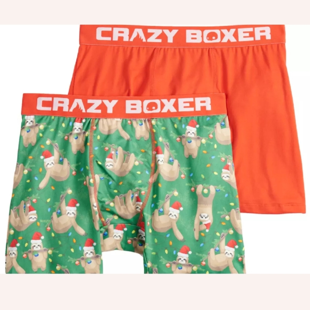 2 Pair Holiday Sloth Crazy Boxer Briefs